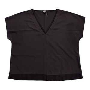 DKNY Black V-Neck Short Sleeve Blouse